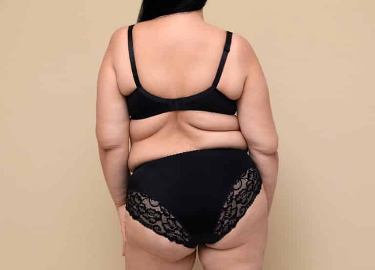 Back of woman in bra and underwear