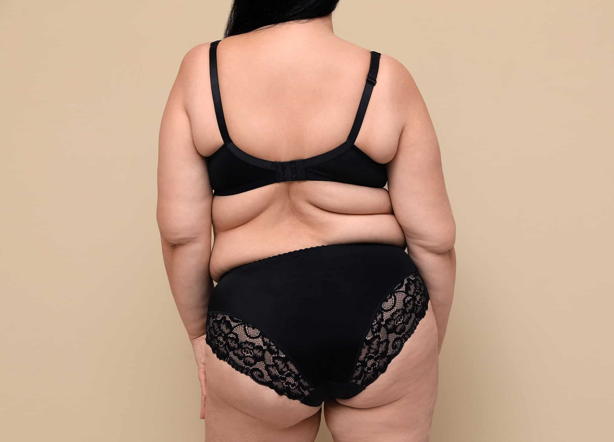 Back of woman in bra and underwear
