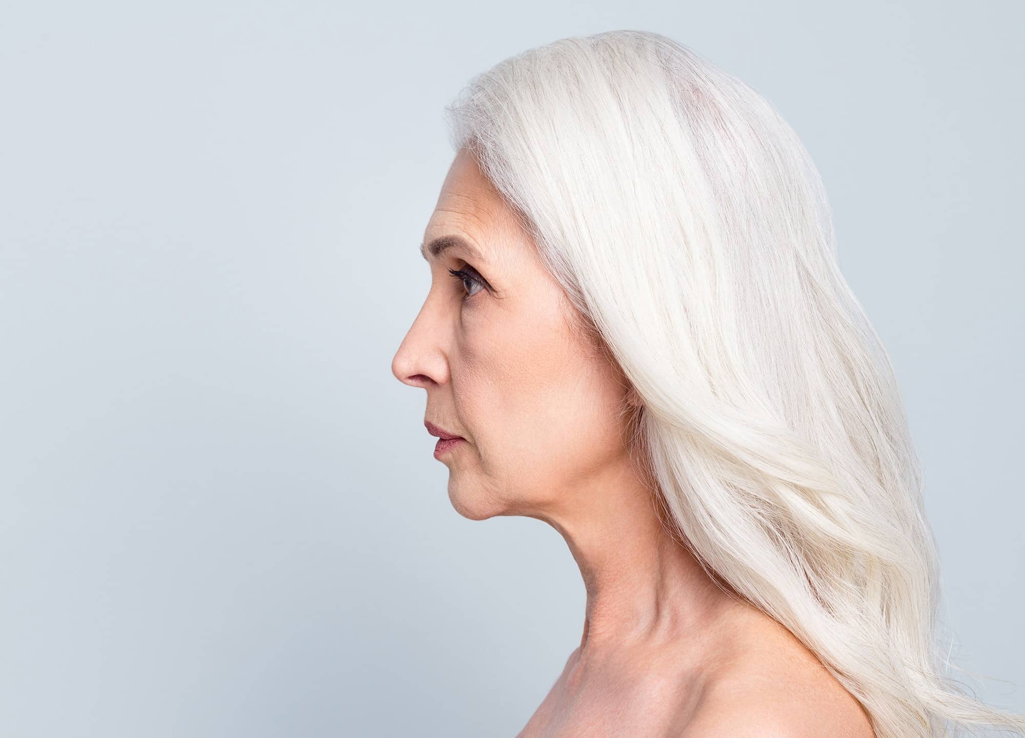 Side profile of older woman