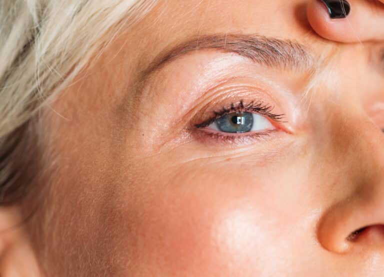 Close up of woman's eye and brow